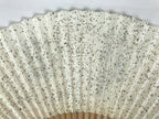 Japanese Washi Paper Folding Fan Sensu Vtg Calligraphy Black Bamboo Frame 4D997