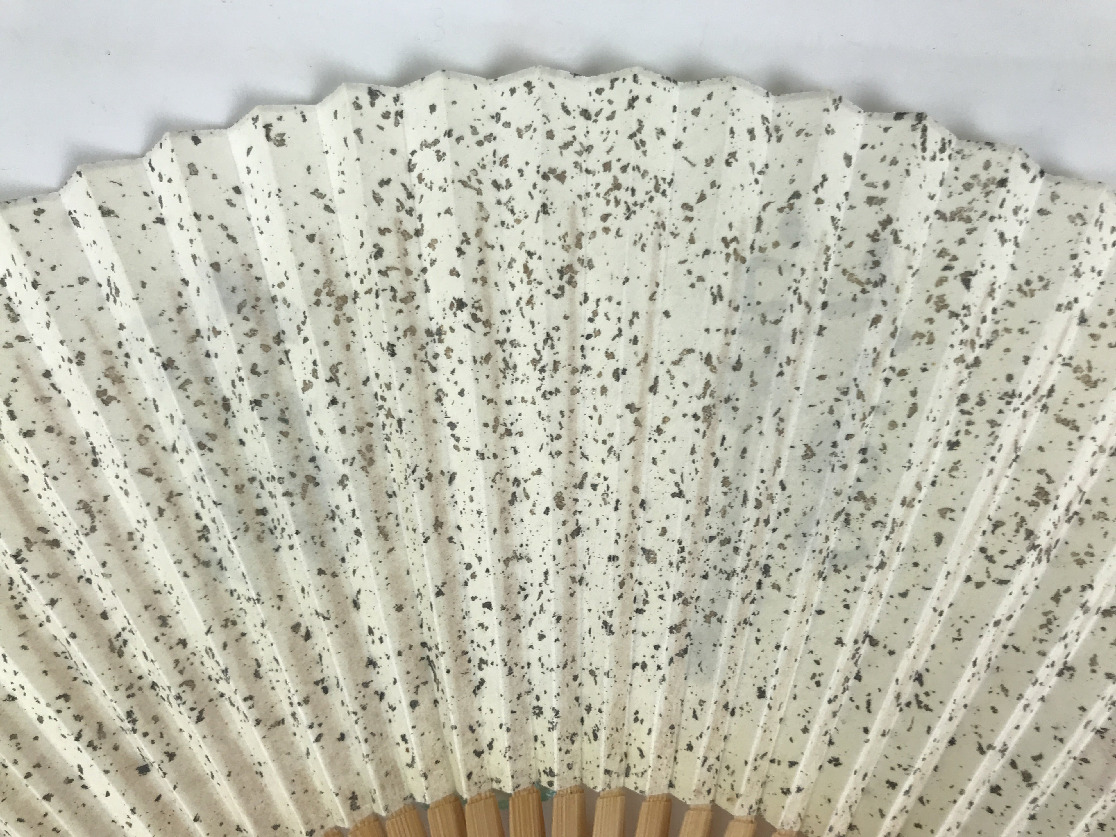 Japanese Washi Paper Folding Fan Sensu Vtg Calligraphy Black Bamboo Frame 4D997