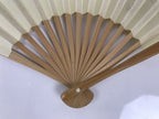 Japanese Washi Paper Folding Fan Sensu Vtg Calligraphy Black Bamboo Frame 5D2