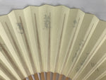 Japanese Washi Paper Folding Fan Sensu Vtg Calligraphy Black Bamboo Frame 5D2