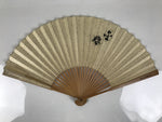 Japanese Washi Paper Folding Fan Sensu Vtg Gold Freckles Calligraphy Black 4D998