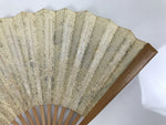 Japanese Washi Paper Folding Fan Sensu Vtg Plum Blossoms Gold Bamboo Frame 5D1