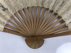 Japanese Washi Paper Folding Fan Sensu Vtg Plum Blossoms Gold Bamboo Frame 5D1