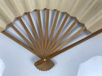 Japanese Washi Paper Folding Fan Vtg Calligraphy Sensu Bamboo Frame Black 4D987