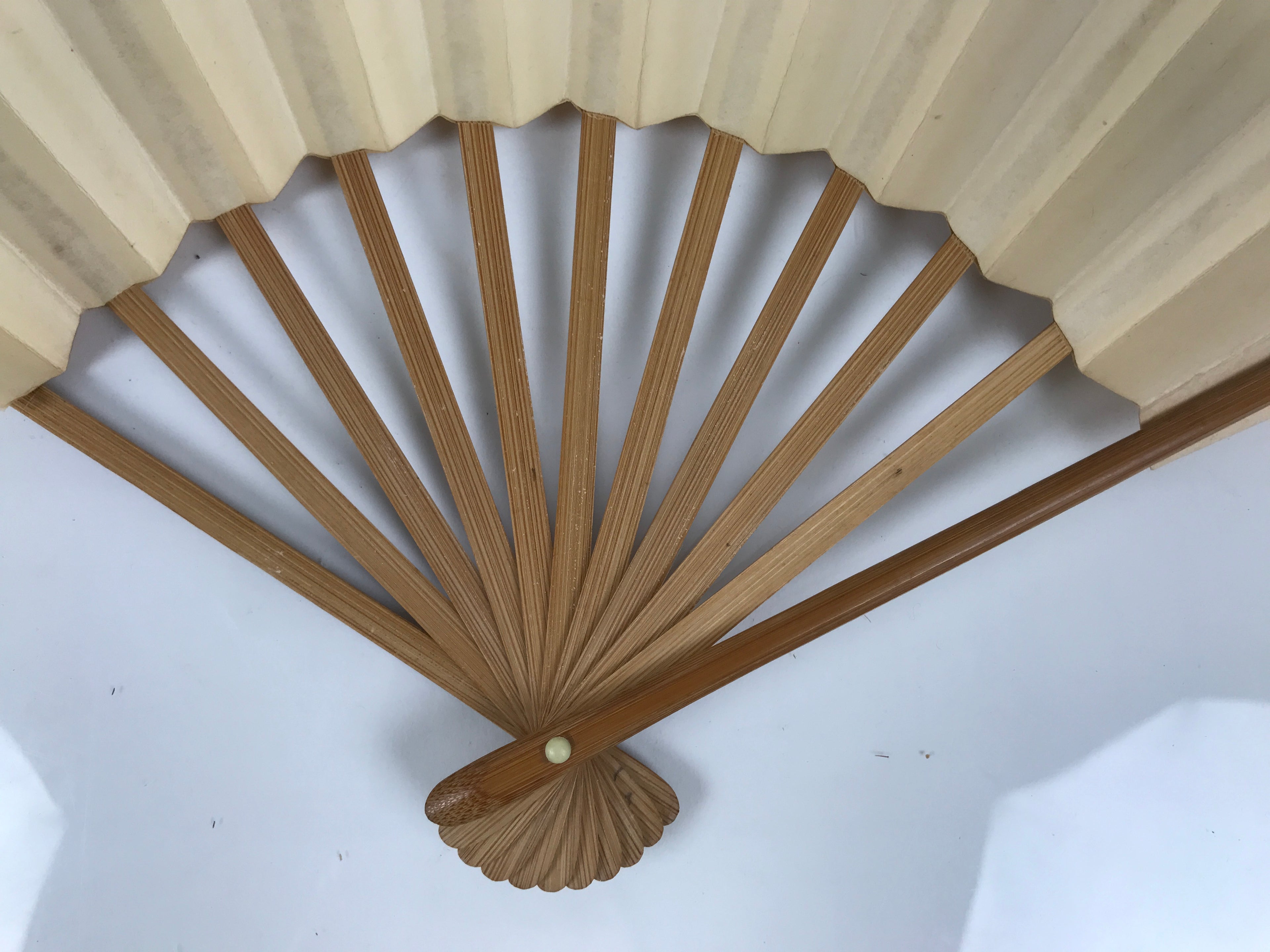 Japanese Washi Paper Folding Fan Vtg Calligraphy Sensu Bamboo Frame Black 4D987