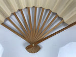 Japanese Washi Paper Folding Fan Vtg Calligraphy Sensu Bamboo Frame Black 4D987