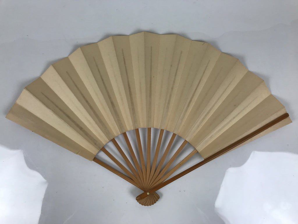 Japanese Washi Paper Folding Fan Vtg Calligraphy Sensu Bamboo Frame Black 4D987