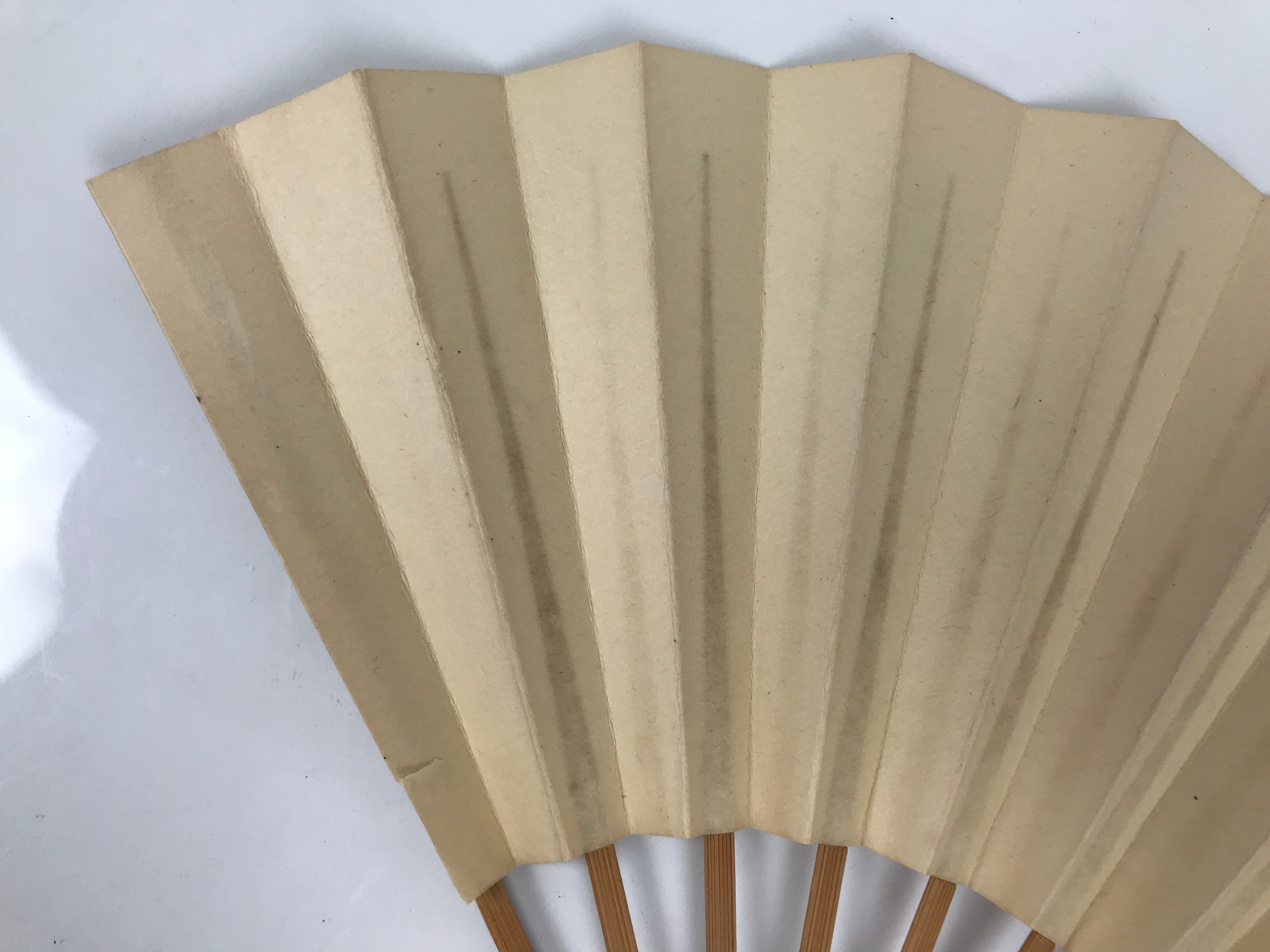 Japanese Washi Paper Folding Fan Vtg Calligraphy Sensu Bamboo Frame Black 4D987