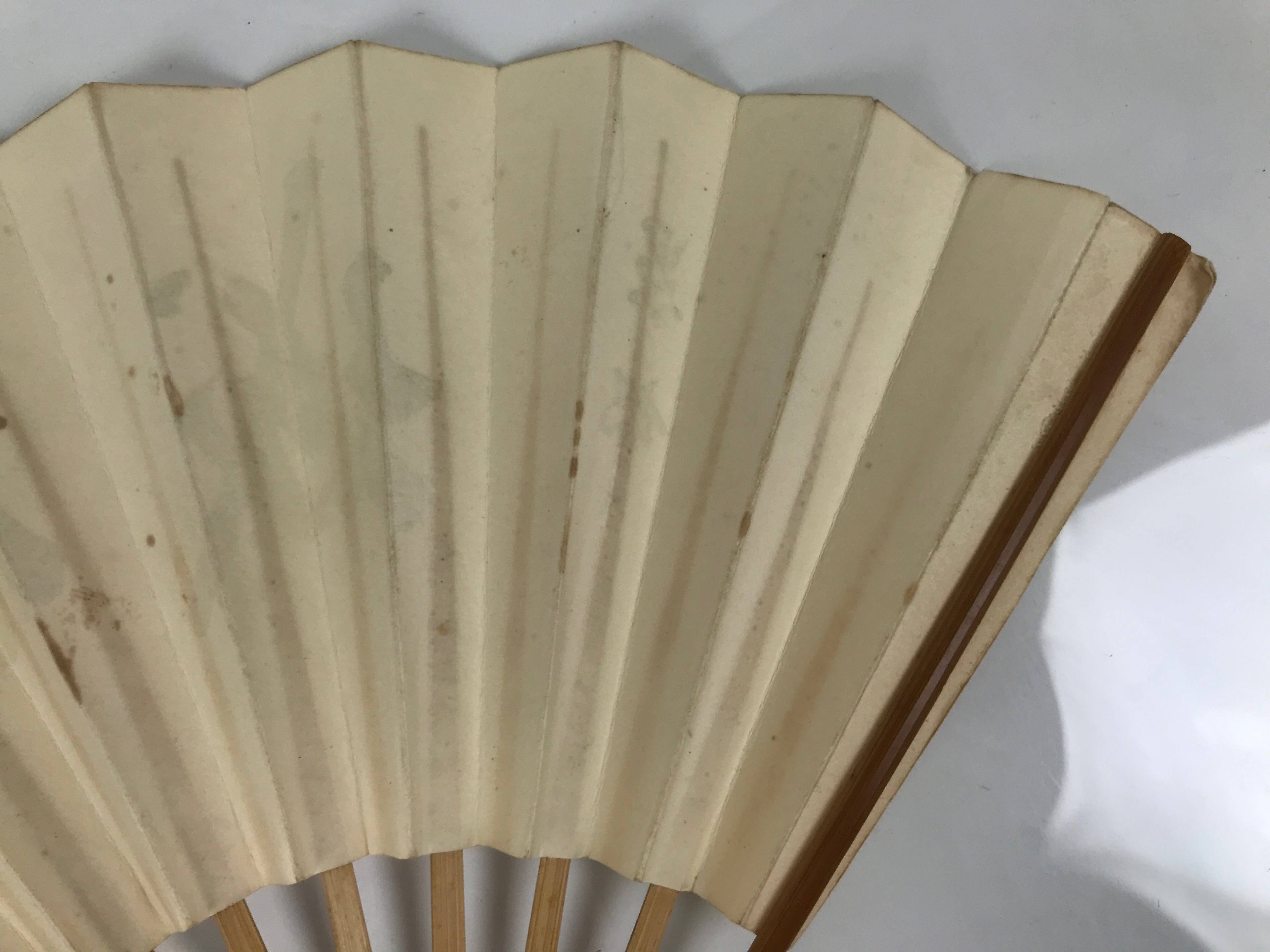 Japanese Washi Paper Folding Fan Vtg Calligraphy Sensu Bamboo Frame Black 4D988