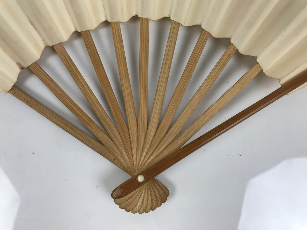 Japanese Washi Paper Folding Fan Vtg Calligraphy Sensu Bamboo Frame Black 4D988