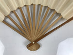 Japanese Washi Paper Folding Fan Vtg Calligraphy Sensu Bamboo Frame Black 4D988