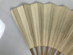 Japanese Washi Paper Folding Fan Vtg Calligraphy Sensu Bamboo Frame Black 4D988