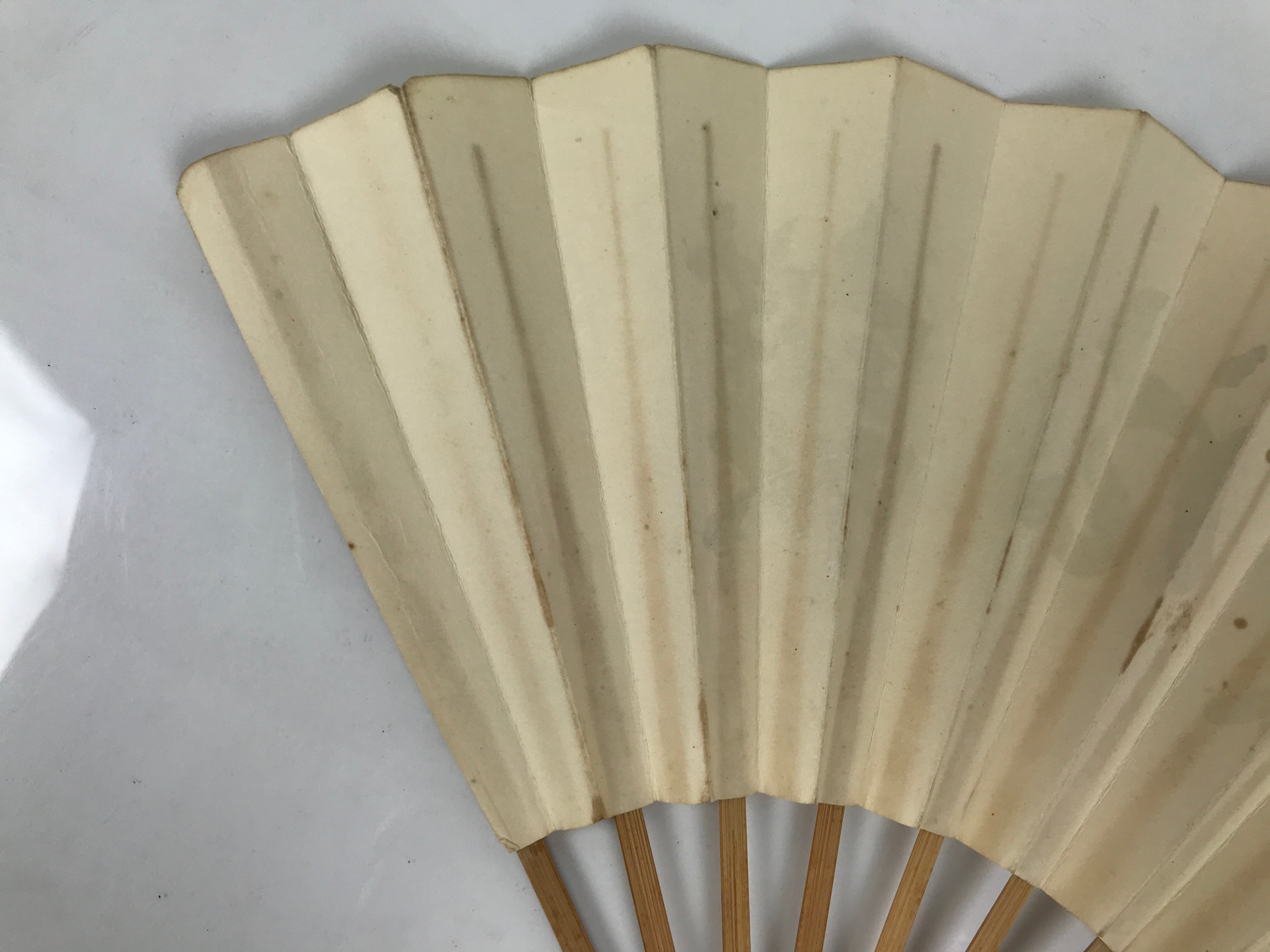 Japanese Washi Paper Folding Fan Vtg Calligraphy Sensu Bamboo Frame Black 4D988