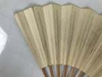 Japanese Washi Paper Folding Fan Vtg Calligraphy Sensu Bamboo Frame Black 4D988