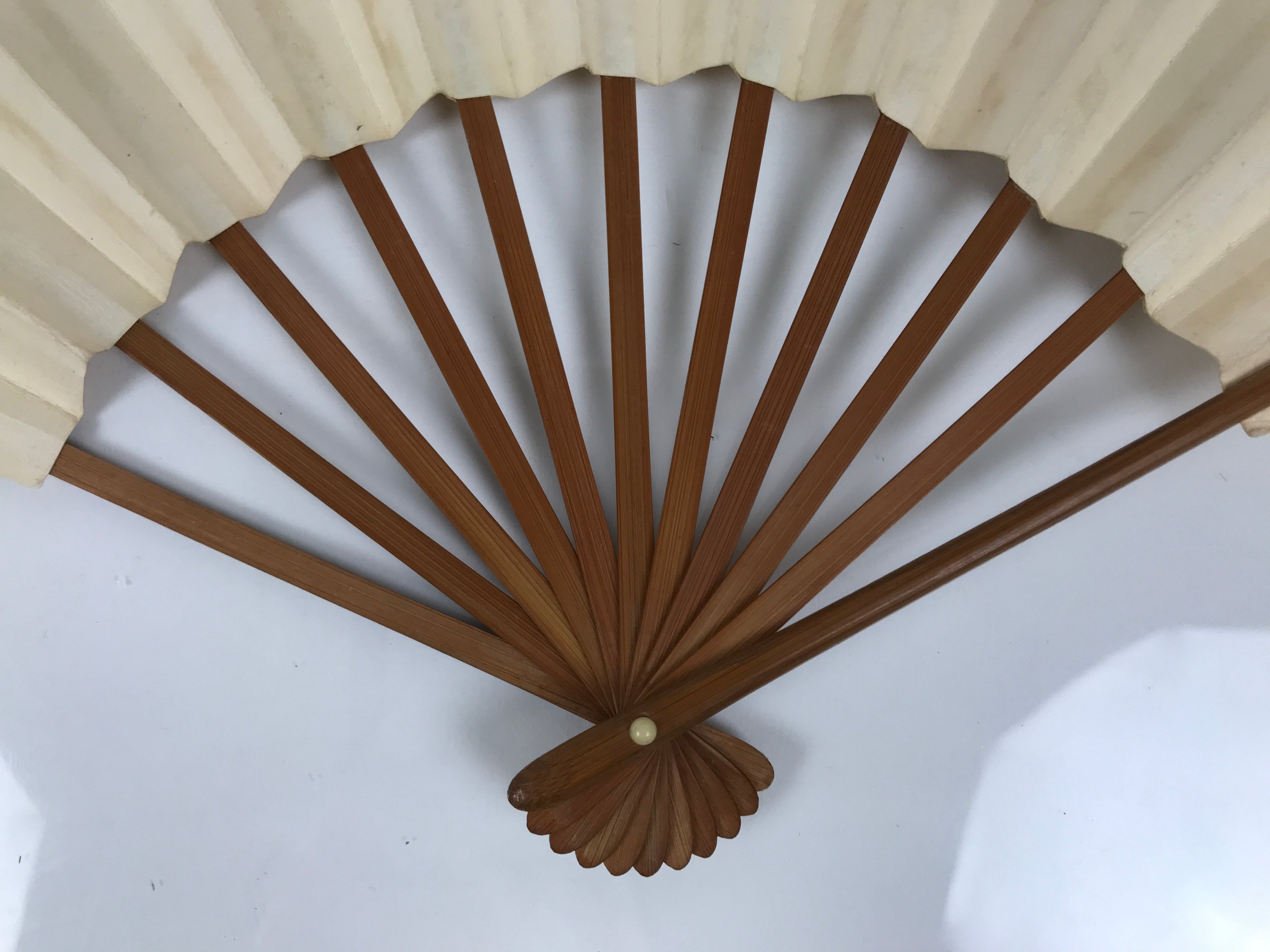 Japanese Washi Paper Folding Fan Vtg Calligraphy Sensu Bamboo Frame Black 4D989
