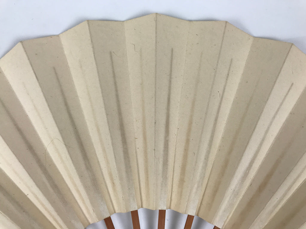 Japanese Washi Paper Folding Fan Vtg Calligraphy Sensu Bamboo Frame Black 4D989