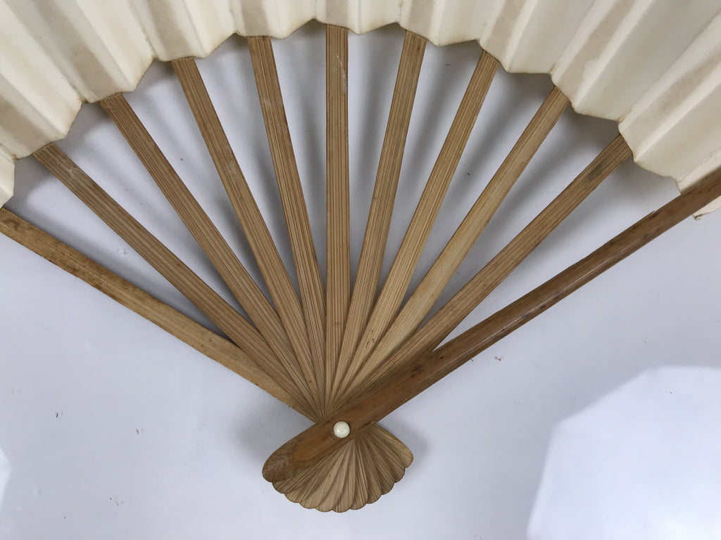 Japanese Washi Paper Folding Fan Vtg Calligraphy Sensu Bamboo Frame Black 4D990