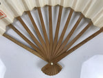 Japanese Washi Paper Folding Fan Vtg Calligraphy Sensu Bamboo Frame Black 4D990