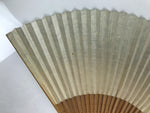 Japanese Washi Paper Folding Fan Vtg Sensu Bamboo Frame Black Beige Leaf 4D983