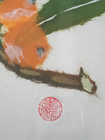 Japanese Washi Paper Framed Shikishi Art Vtg Suzue Tsuzuki Mikan Oranges FR3