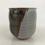 Japanese Water Jar Vtg Mizusashi Tea Ceremony Gray Brown Glossy Y186