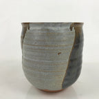 Japanese Water Jar Vtg Mizusashi Tea Ceremony Gray Brown Glossy Y186