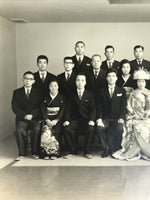 Japanese Wedding Photograph Vtg Kimono Bride Groom Family Showa Black White PH10