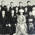 Japanese Wedding Photograph Vtg Kimono Bride Groom Family Showa Black White PH10