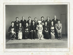 Japanese Wedding Photograph Vtg Kimono Bride Groom Family Showa Black White PH16