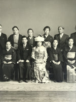 Japanese Wedding Photograph Vtg Kimono Bride Groom Family Showa Black White PH16