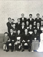 Japanese Wedding Photograph Vtg Kimono Bride Groom Family Showa Black White PH4