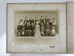 Japanese Wedding Photograph Vtg Kimono Bride Groom Family Showa Sepia Tone PH12