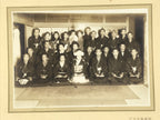 Japanese Wedding Photograph Vtg Kimono Bride Groom Family Showa Sepia Tone PH14