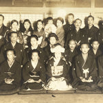 Japanese Wedding Photograph Vtg Kimono Bride Groom Family Showa Sepia Tone PH14
