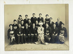 Japanese Wedding Photograph Vtg Kimono Bride Groom Family Showa Sepia Tone PH5