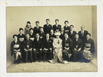 Japanese Wedding Photograph Vtg Kimono Bride Groom Family Showa Sepia Tone PH5