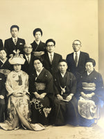 Japanese Wedding Photograph Vtg Kimono Bride Groom Family Showa Sepia Tone PH5