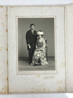 Japanese Wedding Photograph Vtg Traditional Kimono Bride Groom Black White PH15