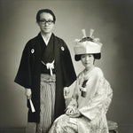 Japanese Wedding Photograph Vtg Traditional Kimono Bride Groom Black White PH6