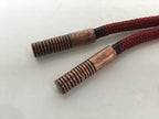 Japanese Western Bolo Loop Tie Vtg Ceramic Shishi Lion Slide Metal Tip Red JK889