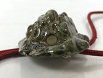 Japanese Western Bolo Loop Tie Vtg Ceramic Shishi Lion Slide Metal Tip Red JK889