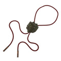 Japanese Western Bolo Loop Tie Vtg Ceramic Shishi Lion Slide Metal Tip Red JK889