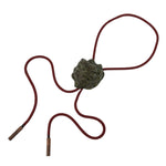 Japanese Western Bolo Loop Tie Vtg Ceramic Shishi Lion Slide Metal Tip Red JK889