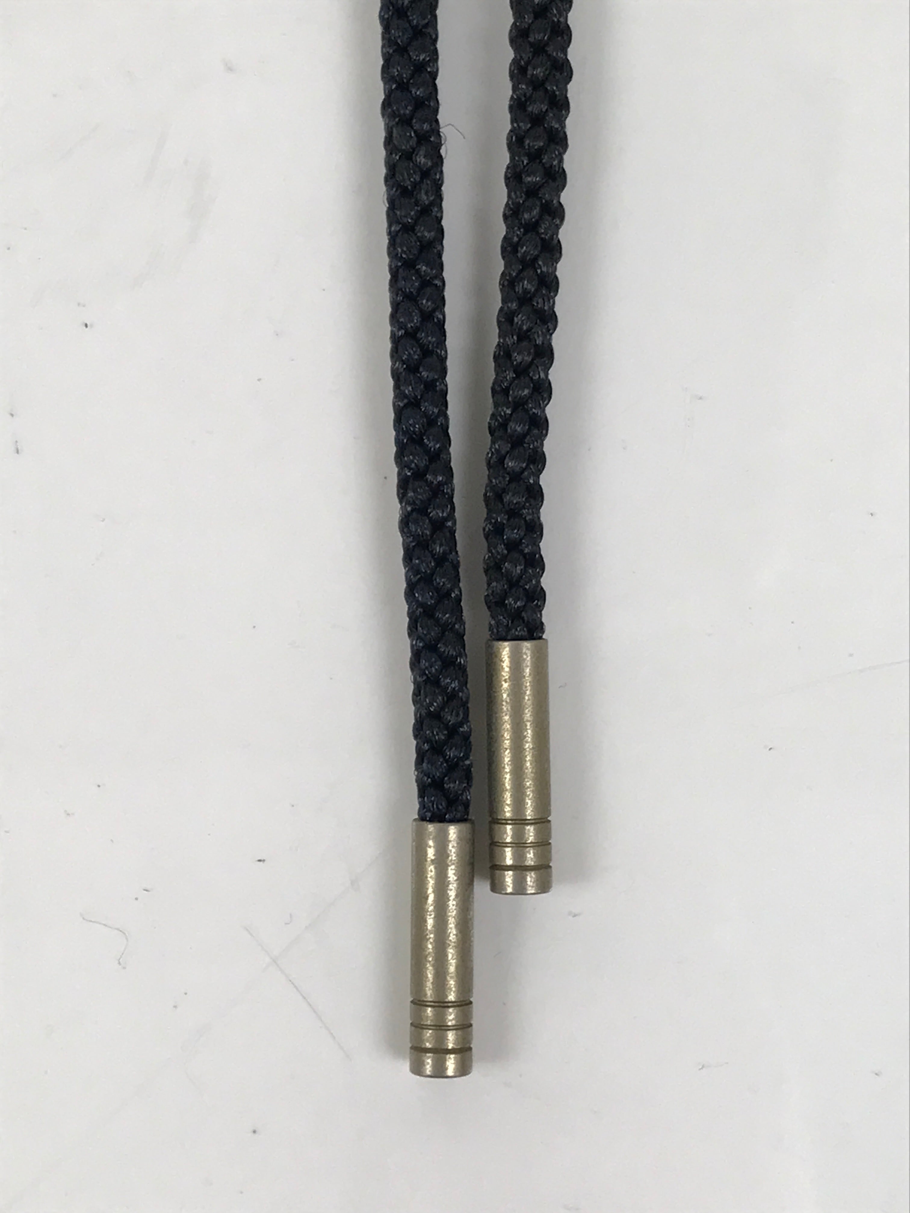 Japanese Western Bolo Loop Tie Vtg Woman Birds Slide Metal Tips Black JK888
