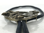 Japanese Western Bolo Loop Tie Vtg Woman Birds Slide Metal Tips Black JK888
