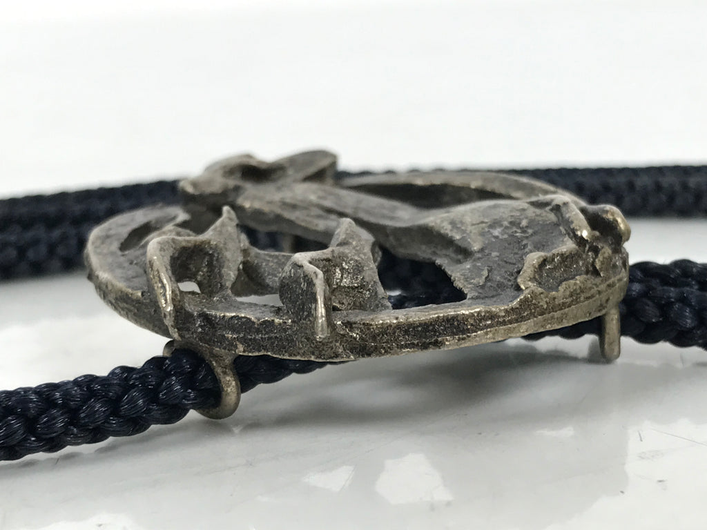 Japanese Western Bolo Loop Tie Vtg Woman Birds Slide Metal Tips Black JK888