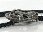 Japanese Western Bolo Loop Tie Vtg Woman Birds Slide Metal Tips Black JK888