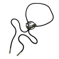 Japanese Western Bolo Loop Tie Vtg Woman Birds Slide Metal Tips Black JK888