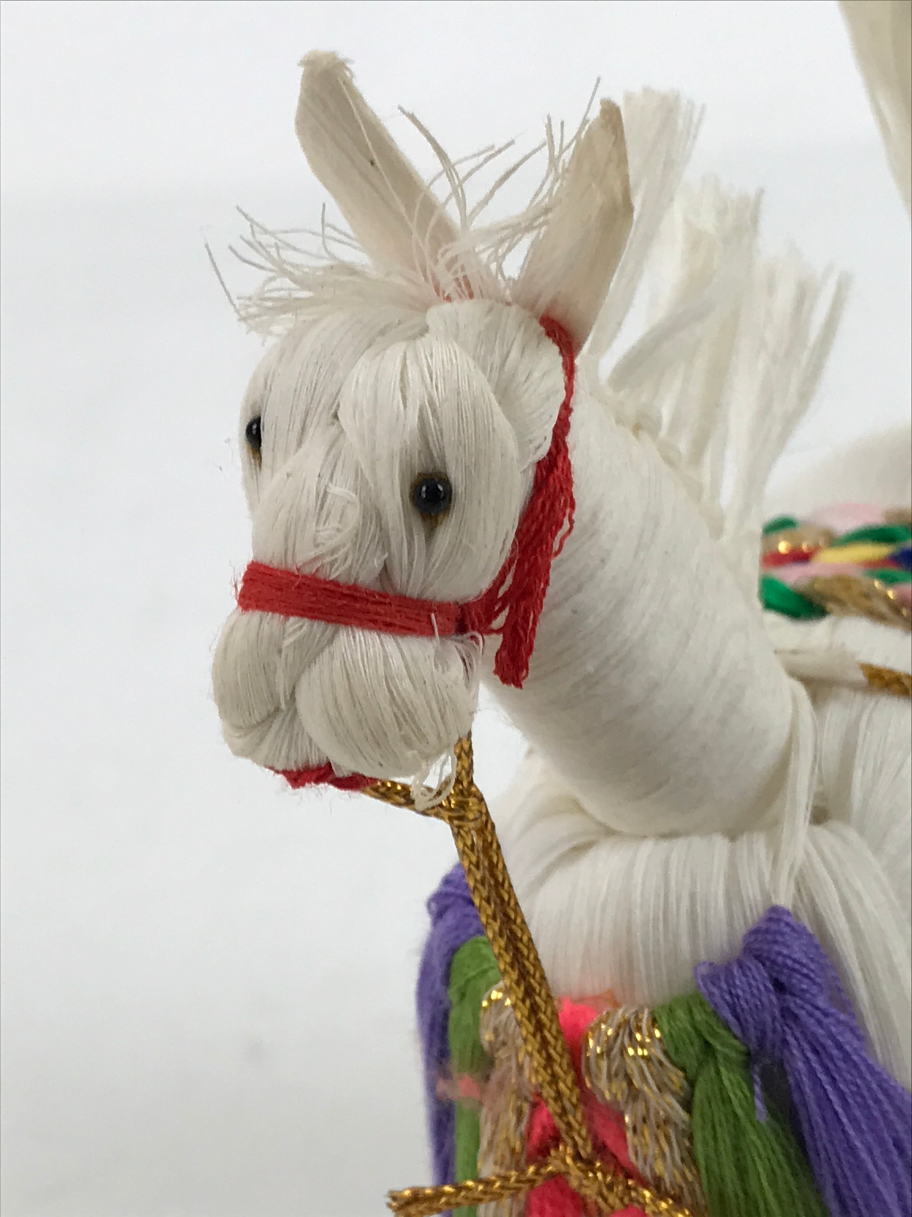 Japanese White Horse Doll Figurine Decoration Vtg Thread Souvenir Zodiac ST6