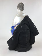 Japanese Woman Wearing Kimono Clay Statue Doll White Blue Hakata Ningyo BD949